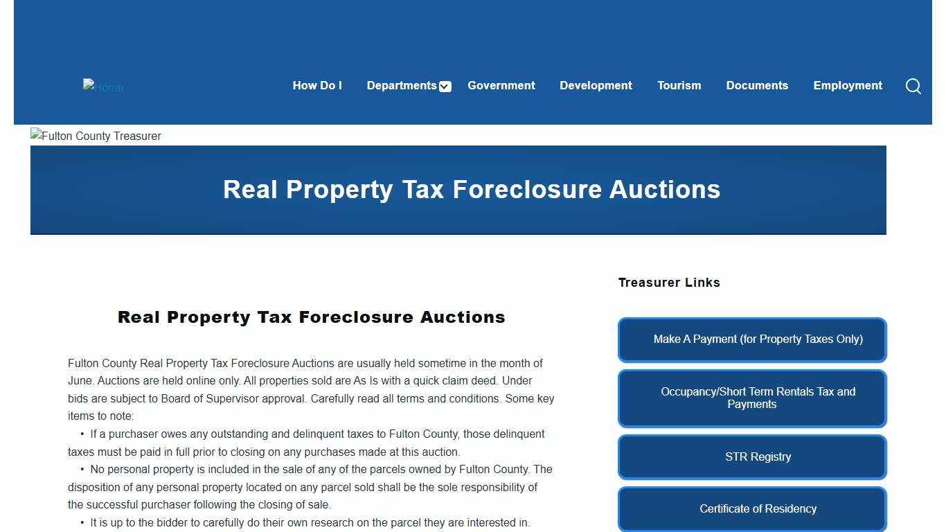 Real Property Tax Foreclosure Auctions FULTON COUNTY